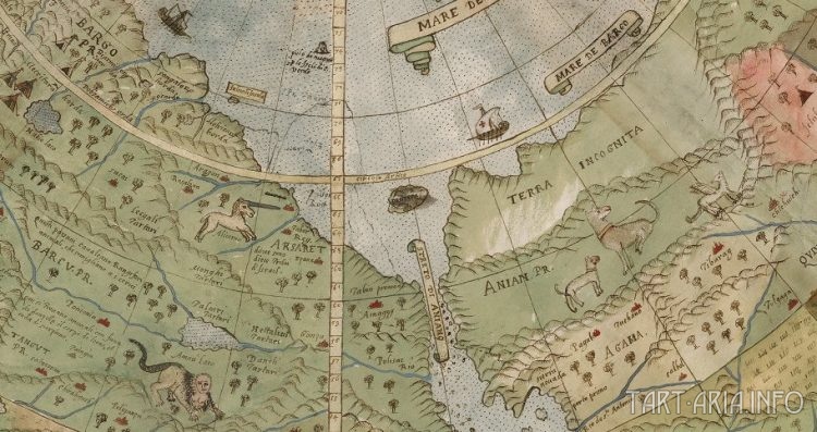 Фрагмент карты мира Монте Урбано 1587г.
