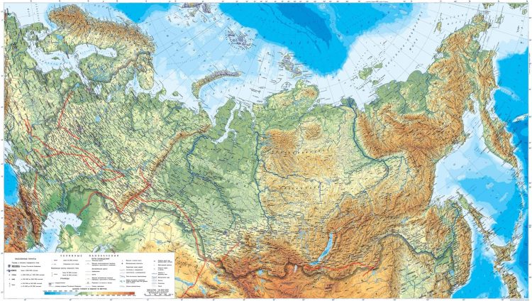 Карта России с нанесенными на нее линиями валов.